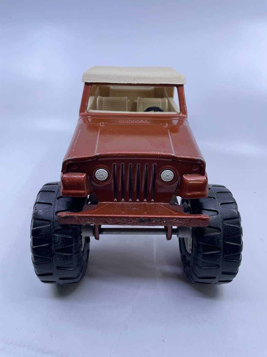 Mini Jeep Tonka Vintage En Métal – Rouge – Longueur 15 Cm – Voiture Ancienne