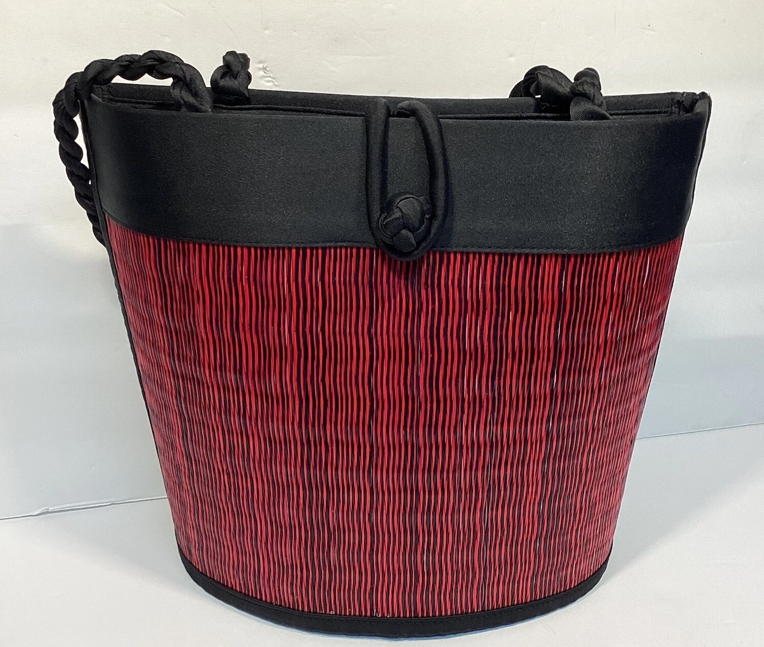 Ergonomic Hand Woven Straw Curved Cabby Purse Red Cottage Core Summer Beach