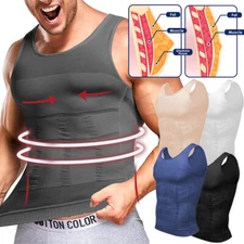 Mens Compression Shirt Slimming Body Shaper Vest Gym Tank Top Abdomen Shapewear