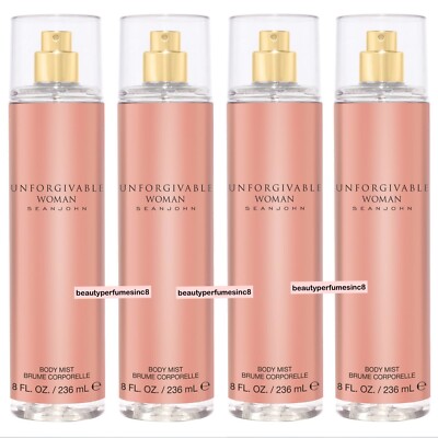Lot of 4 PCs - Unforgivable Woman by Sean John 8.0 oz / 236 ml Body Mist Spray