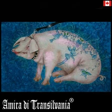 pig fetish tattoo art painting contemporary artist realism farm animal portrait