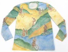 Rare Vintage Bicycle Bicyclist Hills Graphic Sweater 60s 70s Multicolor Youth