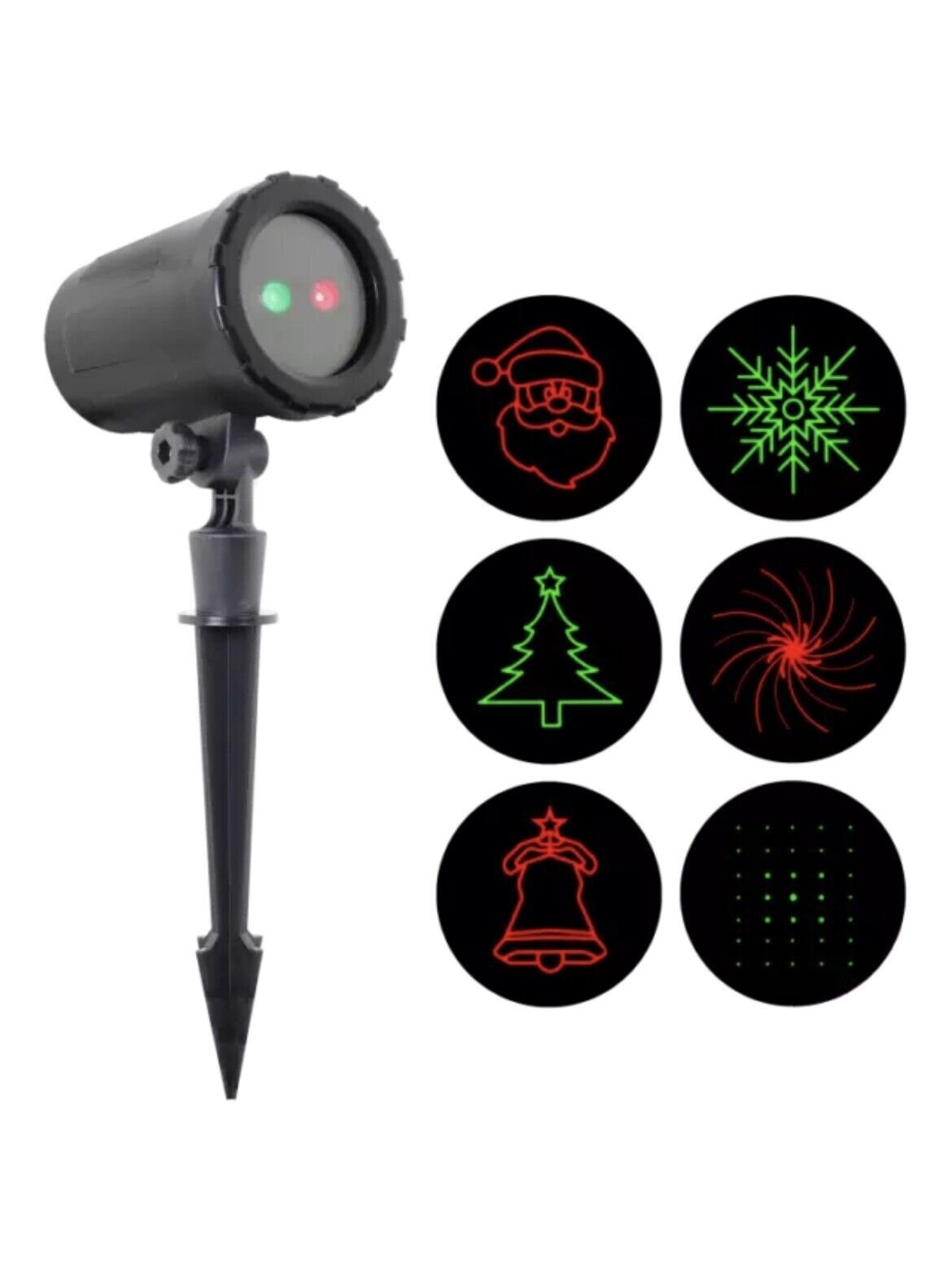 Night Stars Holiday Lights 6 Pattern Red & Green Laser Projector