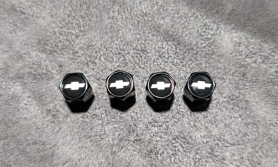 4-Pack Black Hex Aluminum Valve Stem Caps For Chevrolet & Other Cars 6 thumbnail image