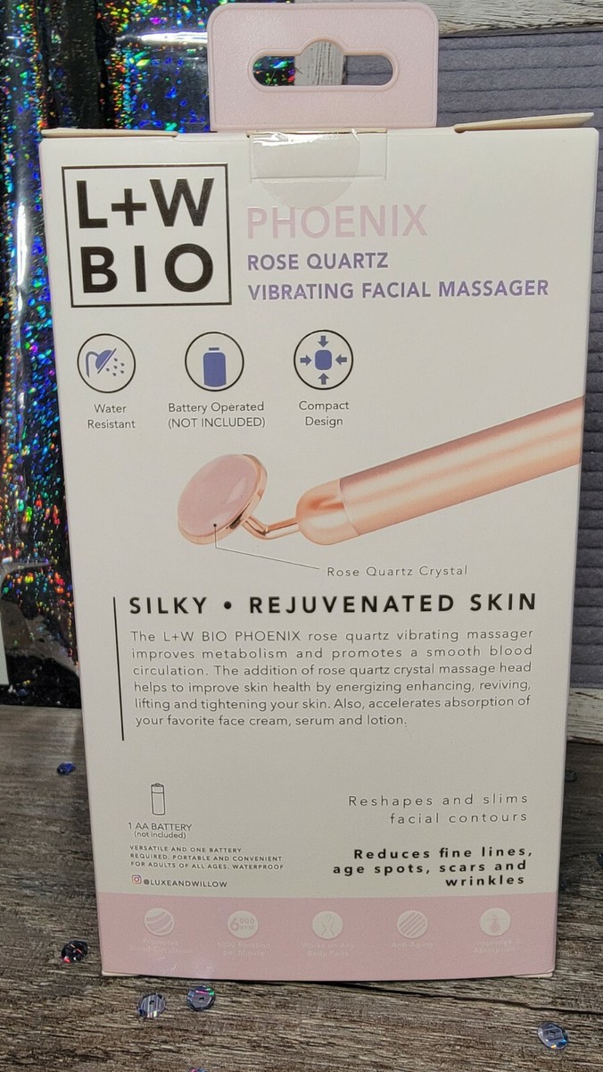 luxe + willow phoenix rose quartz vibrating facial roller Luxe + Willow Phoenix Rose Quartz Vibrating Facial Roller main image 0