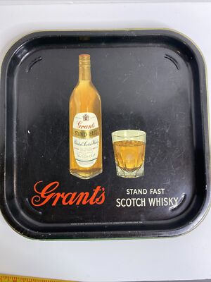 VINTAGE GRANT'S STAND FAST SCOTCH WHISKY METAL ADVERTISING TRAY