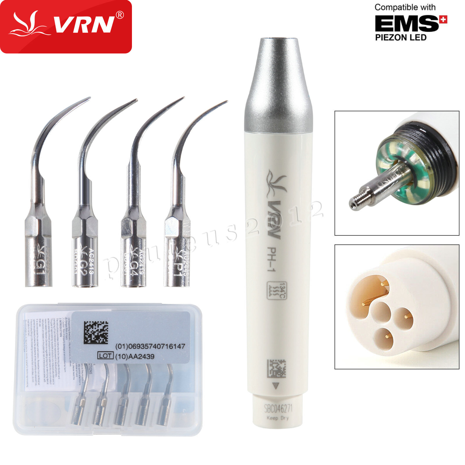Venta Original VRN Ultrasónico PH-1 Piezoescalador LED Puntas de Mano Ajuste EMS