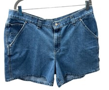 Vintage Riveted Lee Faded Denim Cargo Short Shorts High Waist USA Size 18 women