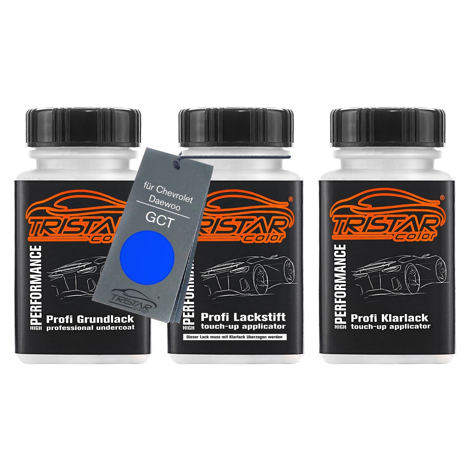 Autolack Lackstift Set für Chevrolet Daewoo GCT Moroccan Blue Metallic 3 x 50ml