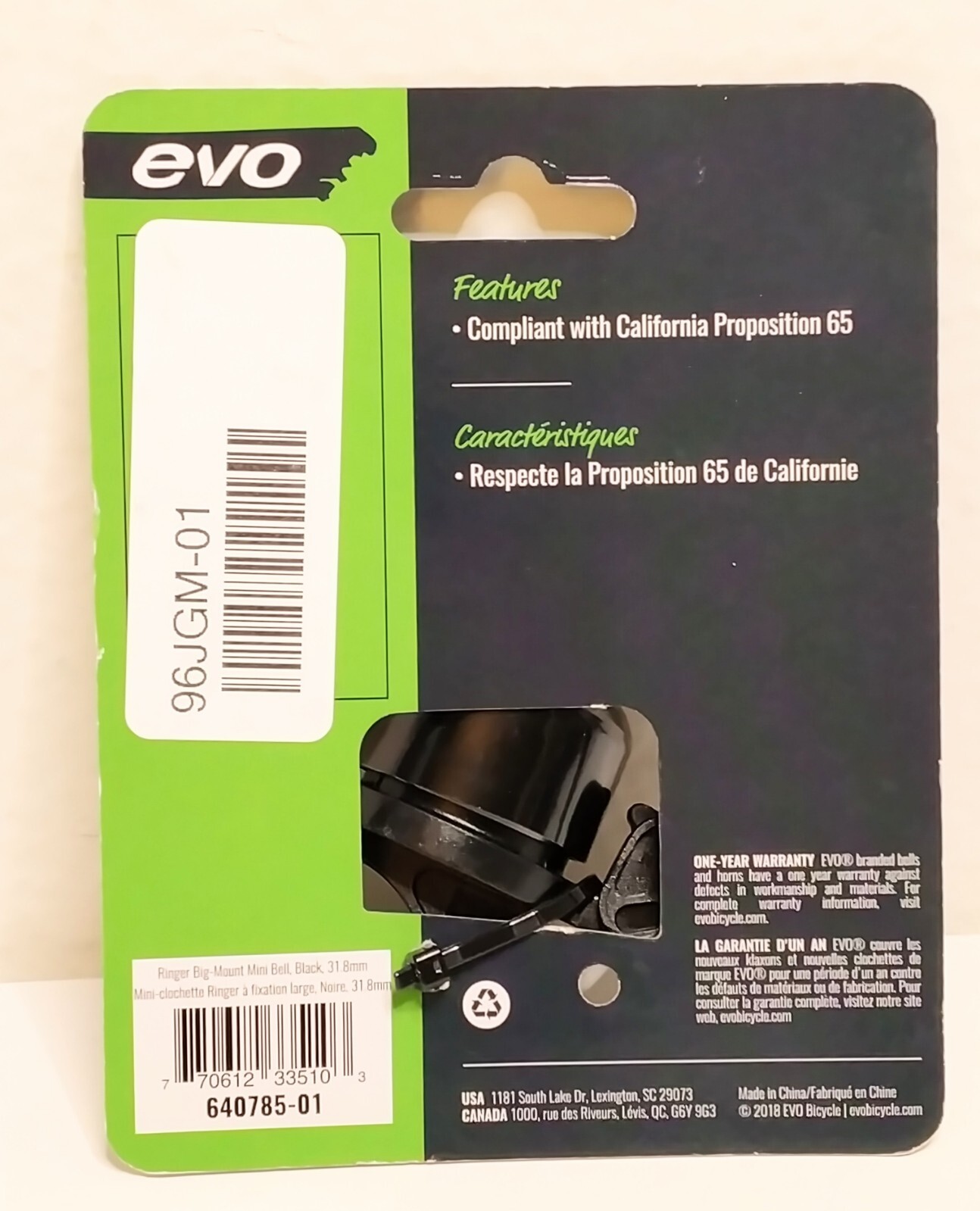 Evo Bicycle Mini Bell Ringer 31.8 mm Color: Black | eBay
