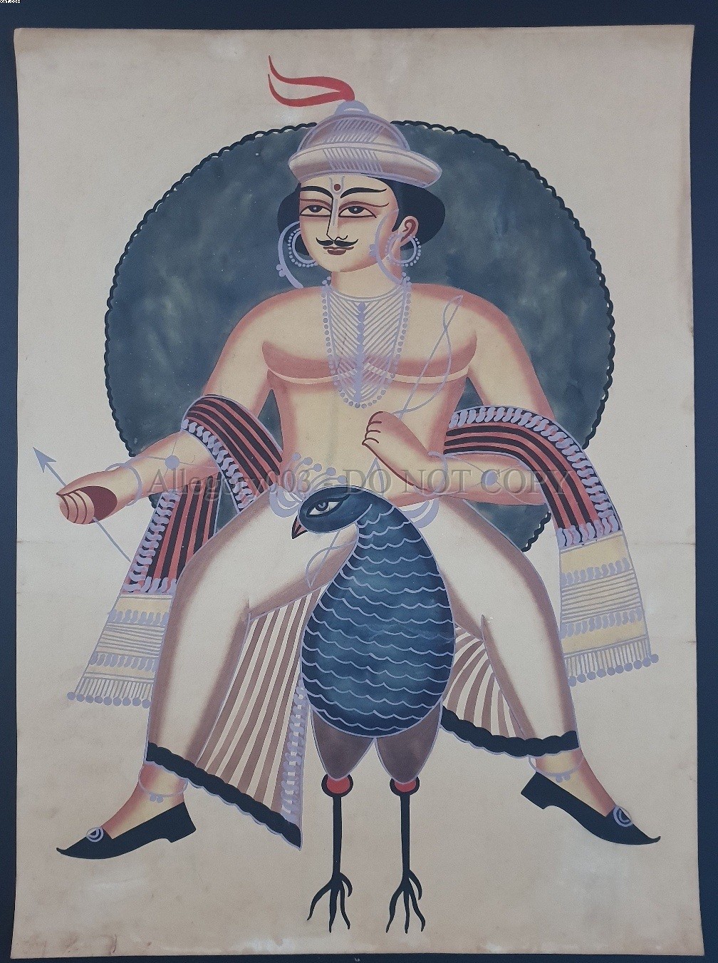Bengal Kalighat Painting LORD MURUGAN  22in x 30in