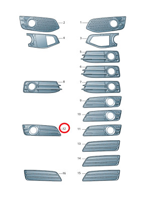 Original VW/AUDI 8P0807682E9B9 Trim, Front Bumper Right A3 8P1 SPORTBACK