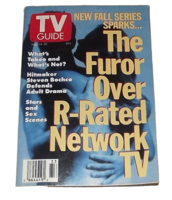 Vintage 1993 August 14-20 TV Guide - The Furor Over R-Rated Network TV on Cover