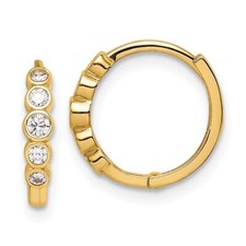 14k Yellow Gold Cubic Zirconia Hinged Hoop Earrings 1.07gm L-11.8mm, W-12.3mm