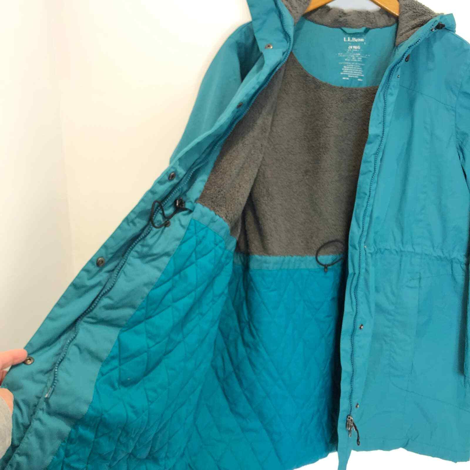 L.L. Bean Teal Fleece Lined Hooded Double Zip Winter Coat Women's