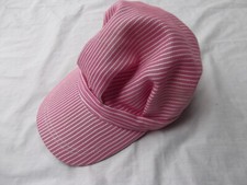 Railroad engineer cap hat pink stripe youth one size denim 100 cotton adjust