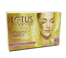 LOTUS Radiant Gold Facial Kit For Instant Glow For Use Gives Gorgeous Skin, 37Gm