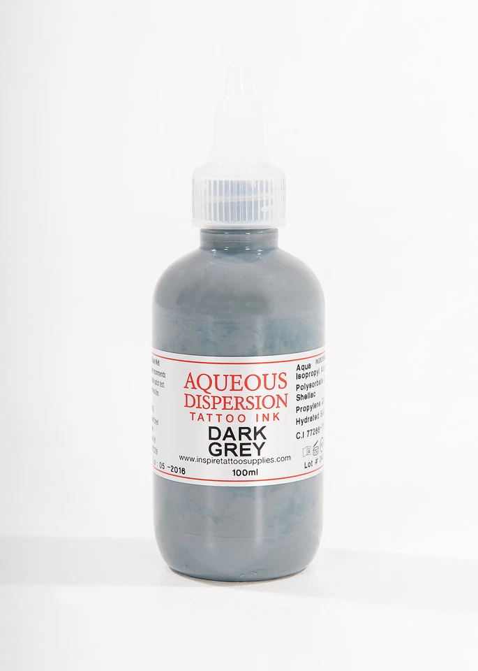 AQUEOUS DISPERSION INK Tattoo Ink - Dark Grey Tattoo Ink 75ml Professional Quality Inspire Uk