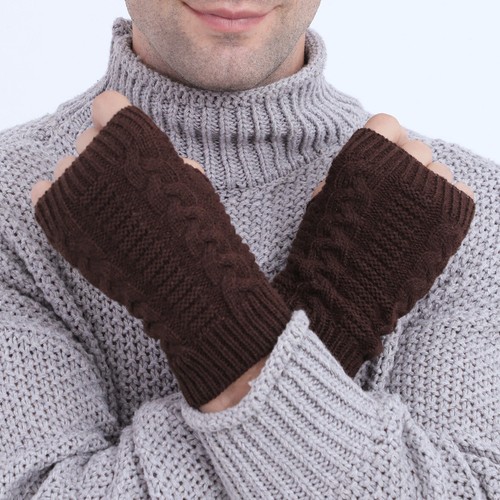 Winter Long Half Finger Fingerless Gloves Arm Hand Warmer Knitted Mittens Gift - Picture 5 of 19