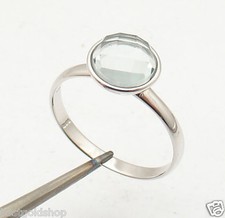 8mm Real Light Blue Topaz Gemstone Ring Anti-Tarnish 925 Sterling Silver 6 7 8 9