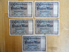 500, Deutsche Mark, 5 Scheine Hundert Mark von 1922, siehe Foto, sch&ouml;ner Zustand
