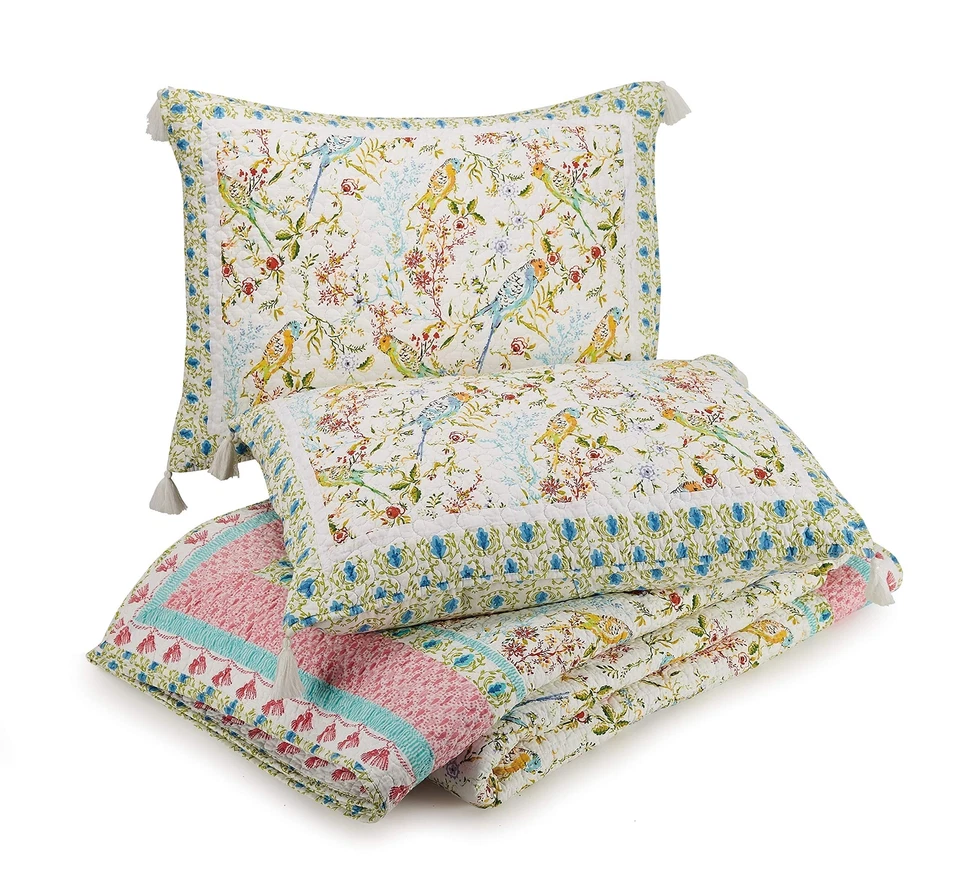 Edredón Rosa Soneto y 2 Fundas, 3 Piezas Reversible Todas las Temporadas 100% Algodón Qui... Foto 4 de 4