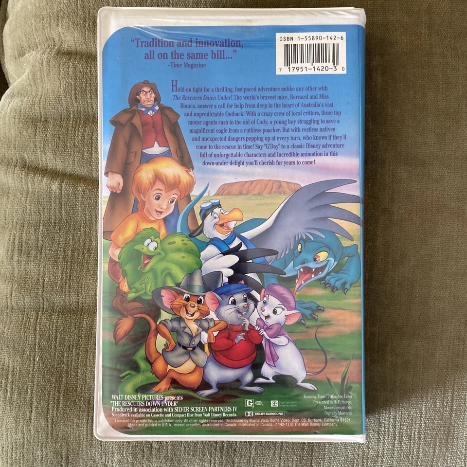 The Rescuers Down Under Walt Disney Classic VHS Tape 1991 Black Diamond Clamshel - Image 2 of 4
