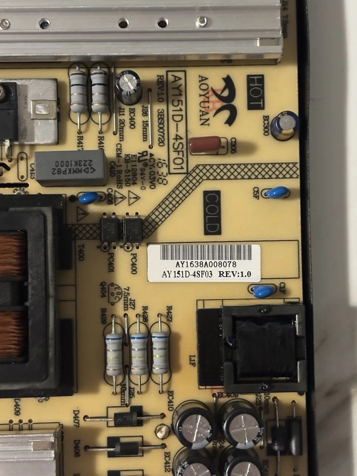 Placa de alimentación Haier 49UF2500 AY1638A008078 Foto 3 de 3