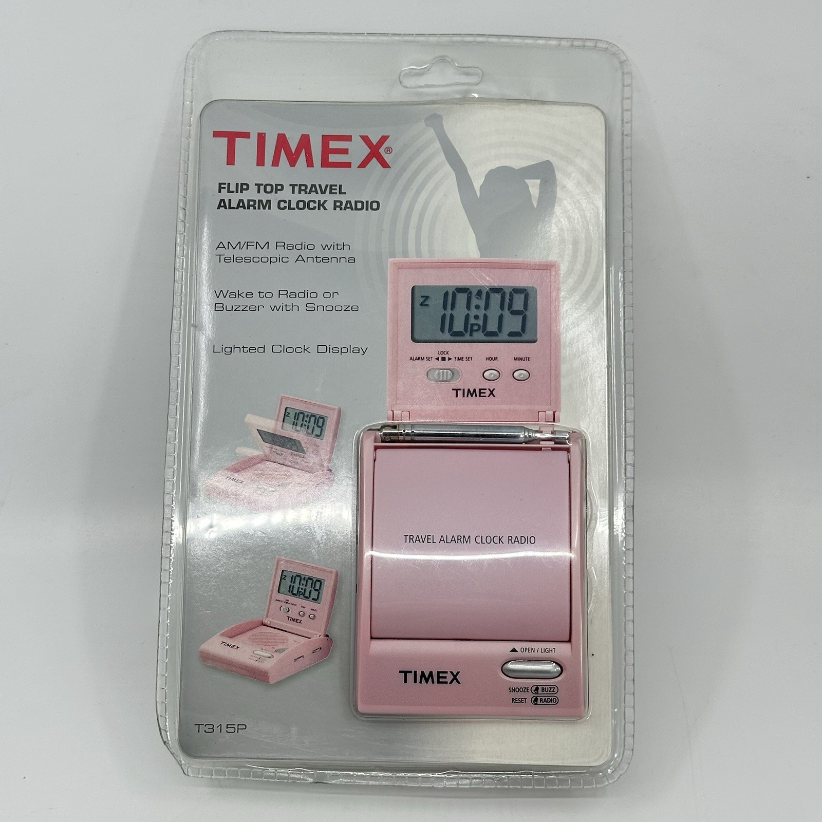 Flip Top Travel Alarm Clock Am/fm Radio T315p New Sealed