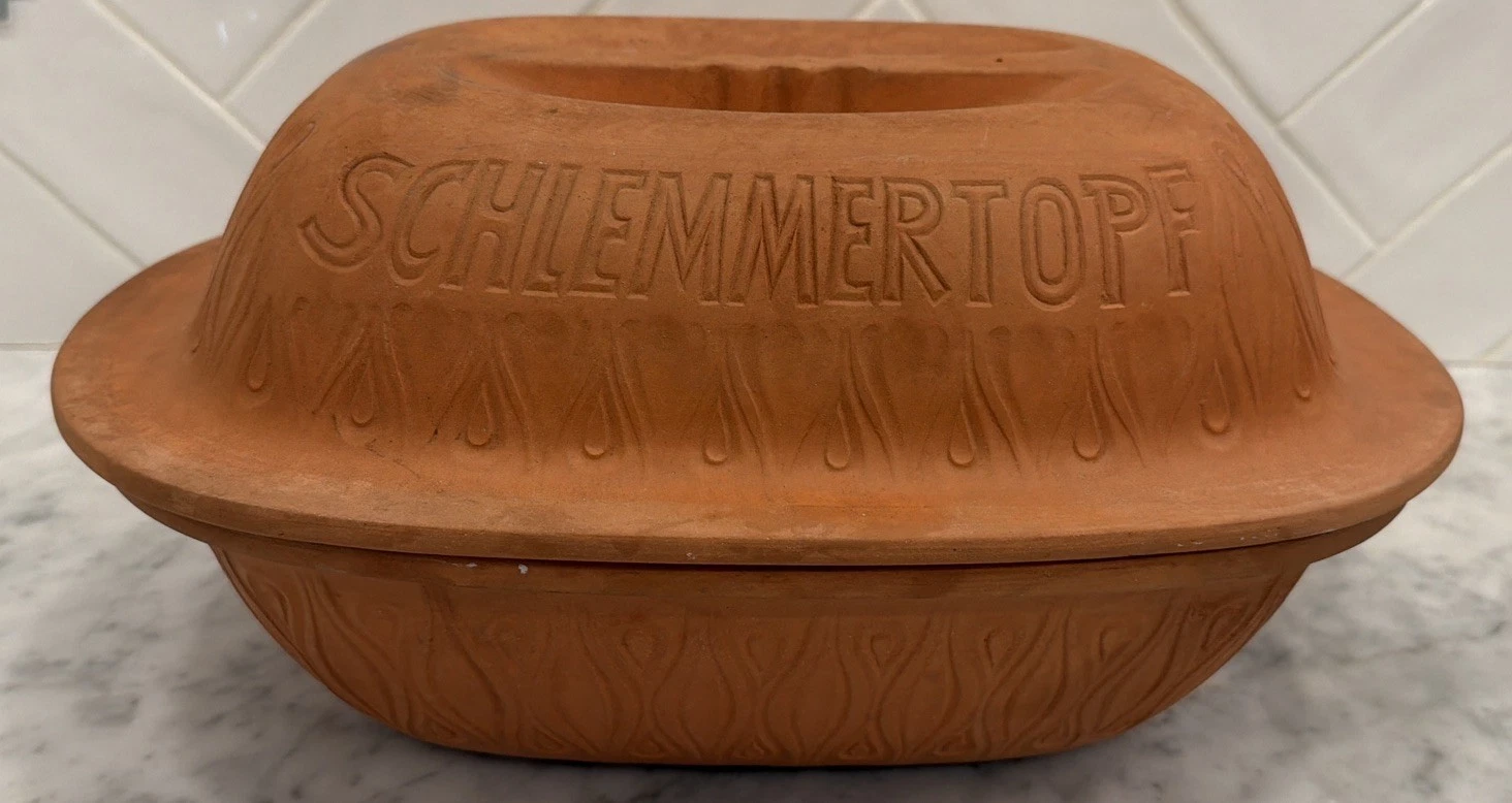 Schlemmertopf Clay Terra Cotta Baker Roaster 832 With Lid West Germany Keramik