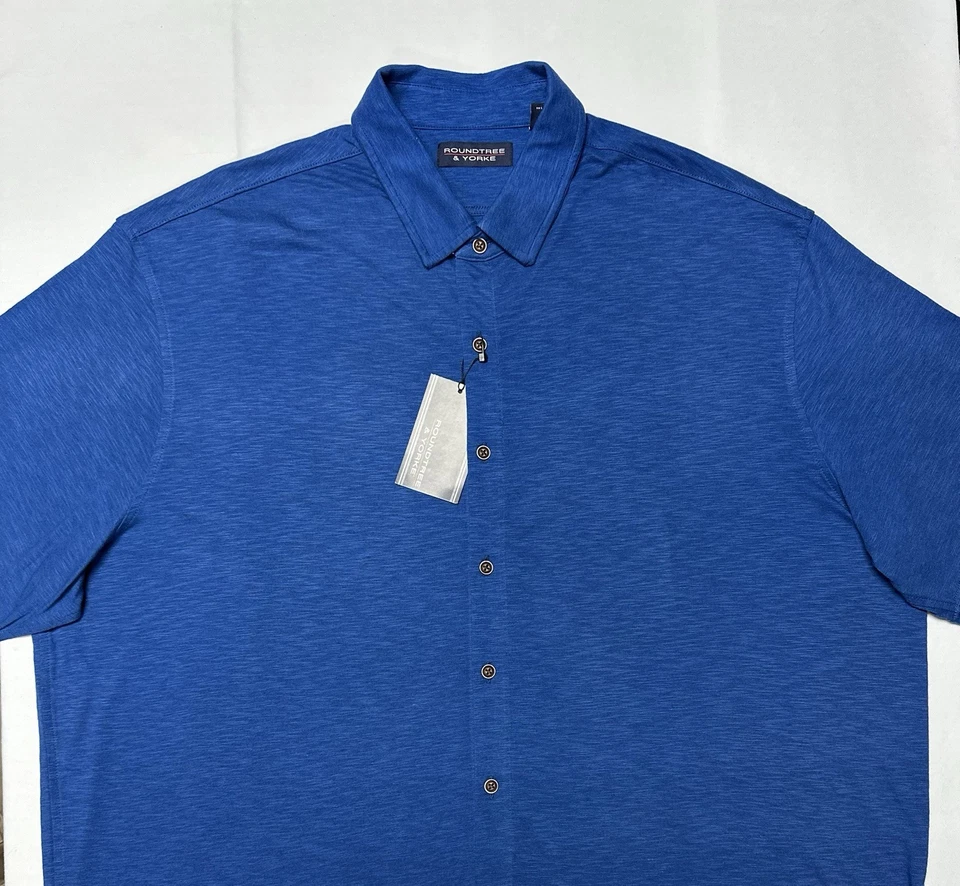 Roundtree Yorke Shirt Polo Medium Pullover Men Cotton Blend Jersey Blue New - Image 3 of 4