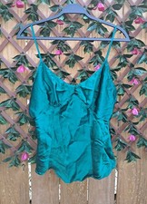 Vtg 90s Victoria's Secret Silk Camisole L Teal Green Satin