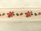 100% white linen pillowcases with pink floral ribbon border, small, vintage — photo 3