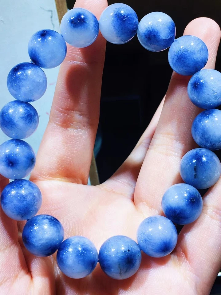 12.2mm 1pcs Natural Blue hair Rutilated Quartz Crystal Beads Bracelet - Image 4 of 4