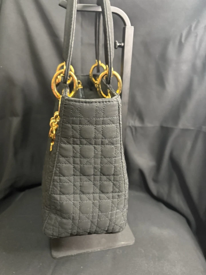 Bolso CHRISTIAN DIOR Negro CANNAGE Acolchado Lona Mini LADY DIOR Foto 2 de 4