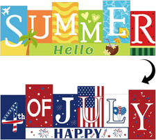 4th of July Wooden Table Sign Double Sided Summer Patriotic Decor