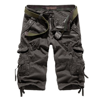 New Mens Casual Solid Cargo Shorts Multi Pockets Washed Lounge Size 29-40