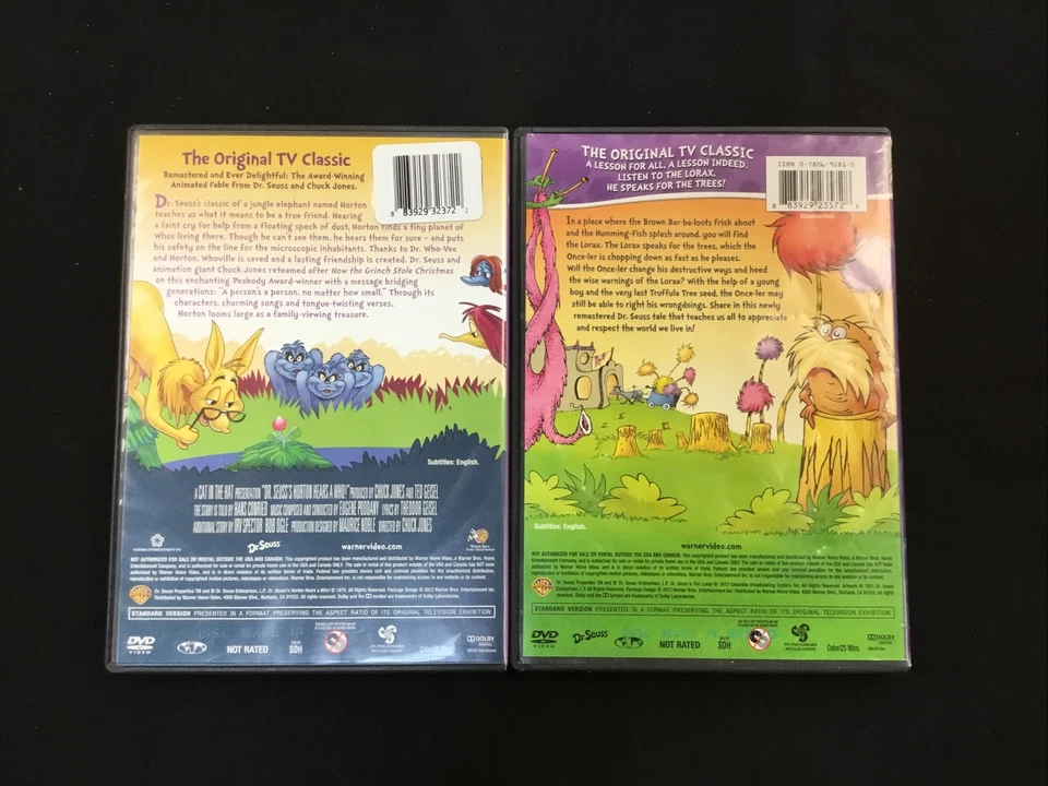 Horton Hears A Who (1970) + The Lorax (1973) - Dr. Seuss 2 Movie DVD Lot - Image 2 of 3