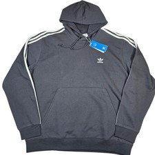 NWT Adidas Men's Classic Trefoil 3-Stripes Hoodie Black IM2088 Hooded Sweatshirt