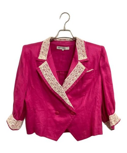 Givenchy, GIVENCHY Giacca vintage in lino e pizzo rosa rosa