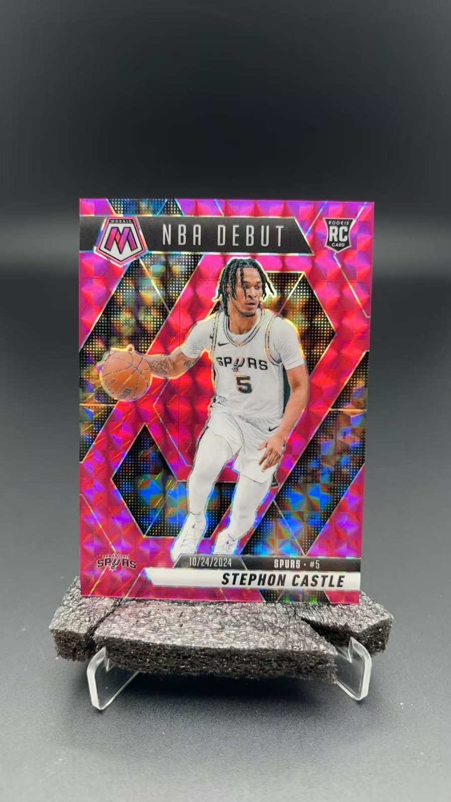2024-25 Panini Mosaic Stephon Castle NBA Debut RC Pink Prizm /175 Spurs #12652 S