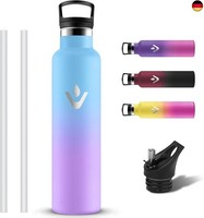 Grsta Trinkflasche Edelstahl, Trinkflasche 1L, Auslaufsicher Thermoskanne Mit