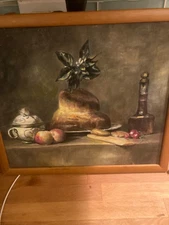 Vintage professional quality still life oil painting  15.5 x 13.5" framed-