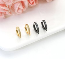 CZ Round Gold Hoop Earrings, Sku Y766