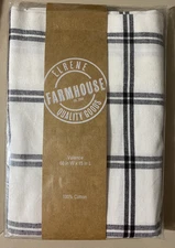 Elrene Farmhouse Curtain Valance 60” X 15” Plaid Black White 100% Cotton