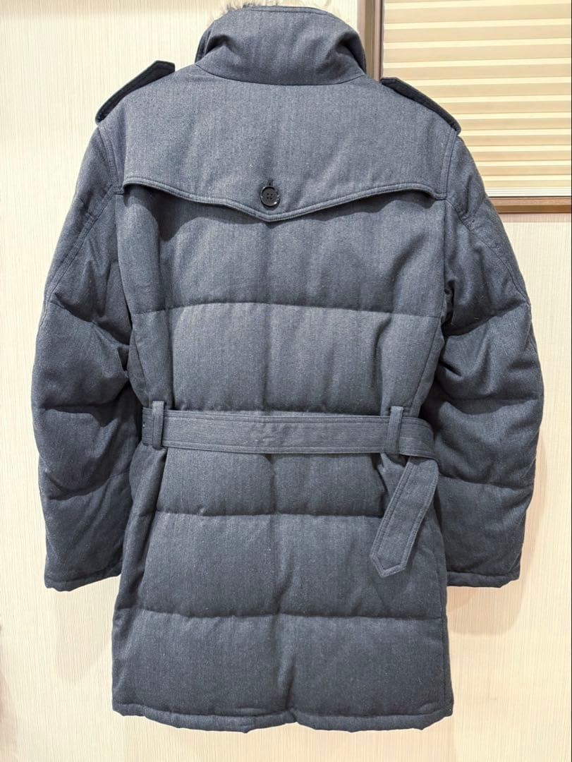 Burberry Black Label Men's Charcoal Down Coat Rabbit Fur Belt L Rare thumbnail 2