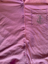 Juicy Couture Pink Ribbed Knit 2-Piece Pajama Set Button-Front/back Rhinestone M