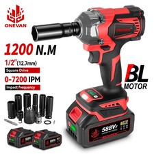 1200Nm 1/2" Cordless Electric Impact Wrench Drill Gun Ratchet Driver w/2 Battery