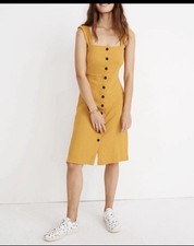 Madewell Women's Glow Texture & Thread Button-Front Tank Dress Sz S