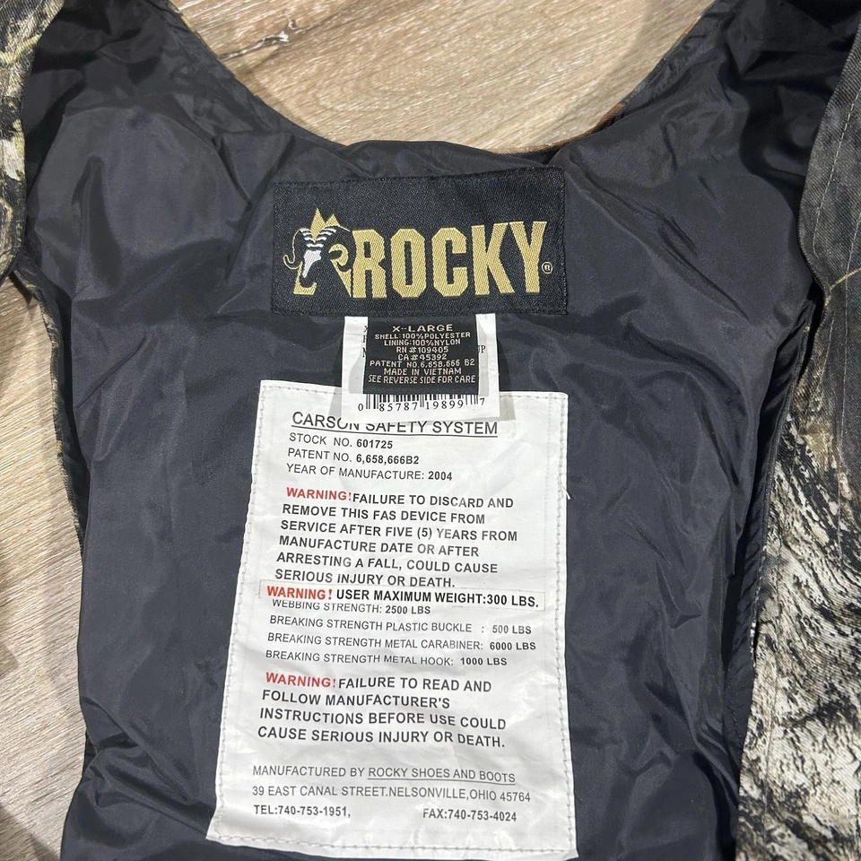 Rocky CSS Hunter Safety System Sz XL Harness Tree Stand Vest Camo Mossy Oak Mens - Image 4 of 4